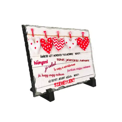 Szeretlek, piatra ardezie personalizata, cu mesaj model pa022